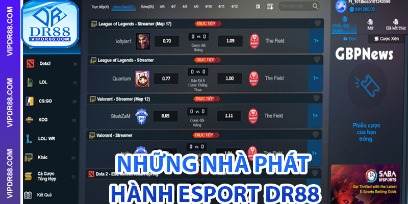 Tổng hợp thông tin những nhà phát hành Esport DR88